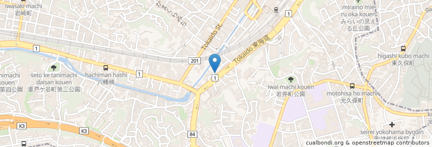 Mapa de ubicacion de 中華堂 en 日本, 神奈川県, 横浜市, 保土ヶ谷区.
