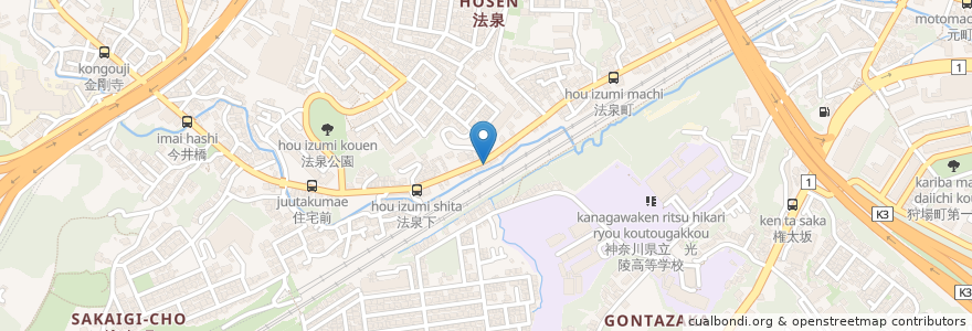 Mapa de ubicacion de 法泉境木自治会館 en Japon, Préfecture De Kanagawa, 横浜市, 保土ヶ谷区.