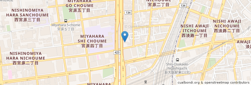 Mapa de ubicacion de 新大淀薬局 en ژاپن, 大阪府, 大阪市, 淀川区.