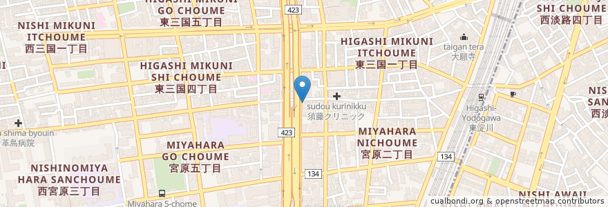 Mapa de ubicacion de チャオチャオ en Japan, Präfektur Osaka, 大阪市, 淀川区.
