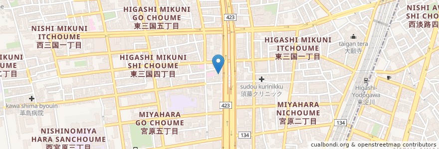 Mapa de ubicacion de 宮本むなし en ژاپن, 大阪府, 大阪市, 淀川区.
