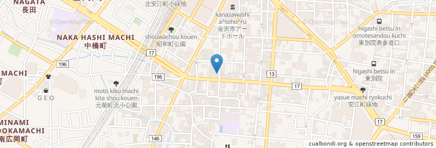 Mapa de ubicacion de 寿司 大貴 en 日本, 石川县, 金沢市.