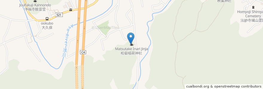 Mapa de ubicacion de 松嶽稲荷神社 en Japón, Tokio, Hachioji.