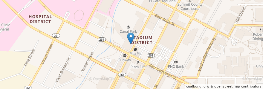 Mapa de ubicacion de Cilantro Thai & Sushi Restaurant en ایالات متحده آمریکا, اوهایو, Summit County, Akron.