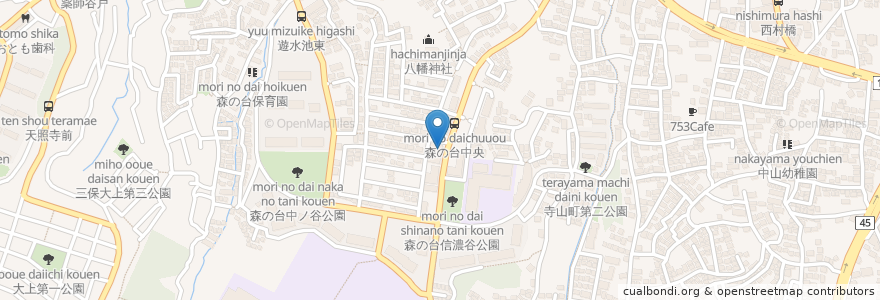 Mapa de ubicacion de 野村歯科クリニック森の台 en 일본, 가나가와현, 요코하마시, 緑区.