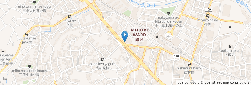 Mapa de ubicacion de 中山駅前歯科 en Japan, Kanagawa Prefecture, Yokohama, Midori Ward.