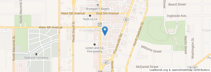 Mapa de ubicacion de Cafe Taverna en 미국, 플로리다주, Leon County, 탤러해시.