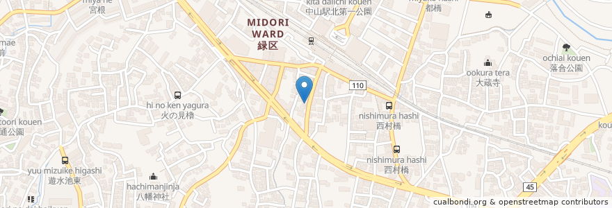 Mapa de ubicacion de 岩本歯科医院 en Japonya, 神奈川県, 横浜市, 緑区.