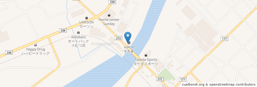 Mapa de ubicacion de すき家 en Japon, Préfecture D'Aomori, むつ市.