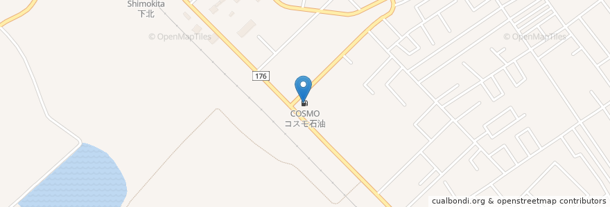 Mapa de ubicacion de コスモ石油 en Jepun, 青森県, むつ市.