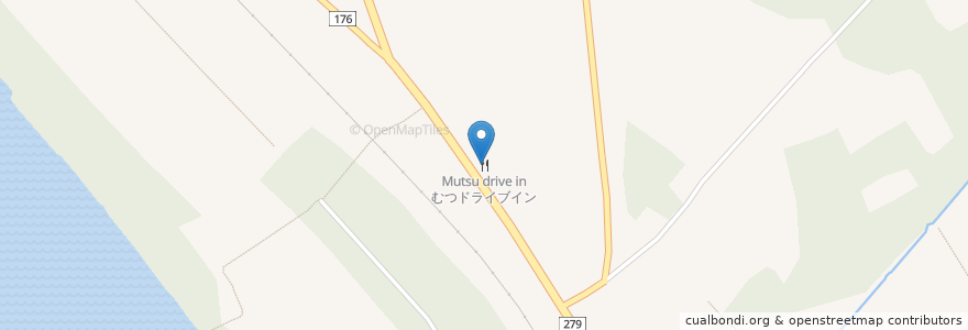 Mapa de ubicacion de むつドライブイン en 일본, 아오모리현, むつ市.