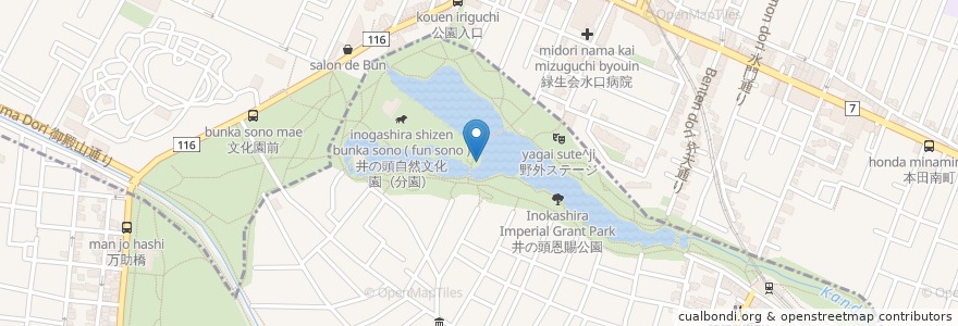 Mapa de ubicacion de ボート場 en Jepun, 東京都, 武蔵野市.