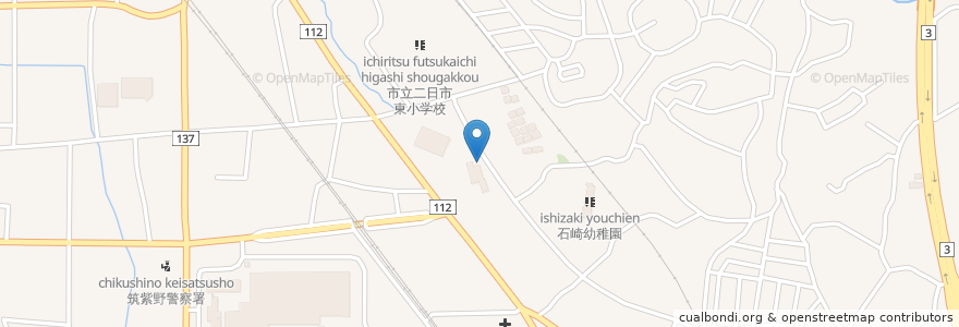 Mapa de ubicacion de 大賀薬局 二日市店 en Japón, Prefectura De Fukuoka, 筑紫野市.
