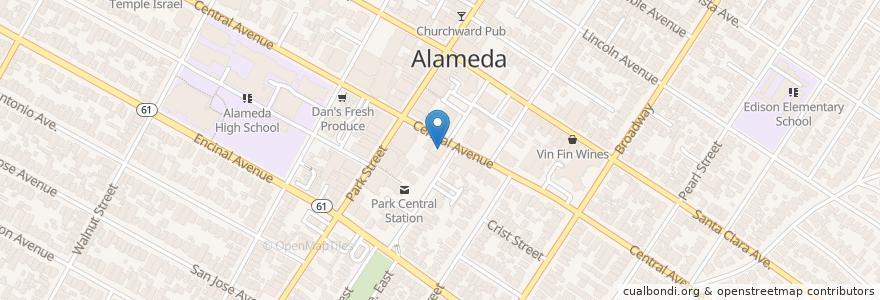 Mapa de ubicacion de Comerica Bank en 美利坚合众国/美利堅合眾國, 加利福尼亚州/加利福尼亞州, 阿拉梅达县/阿拉米達縣/阿拉米達郡, 阿拉米達.