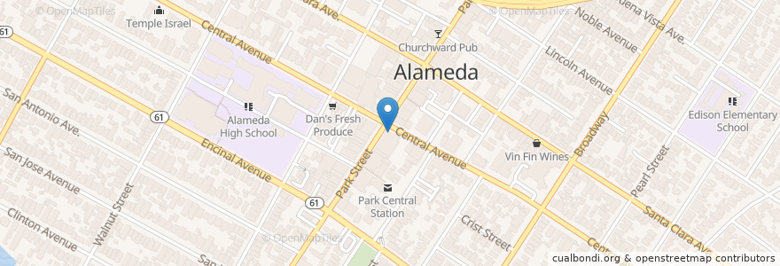 Mapa de ubicacion de Starbucks en Amerika Syarikat, California, Alameda County, Alameda.