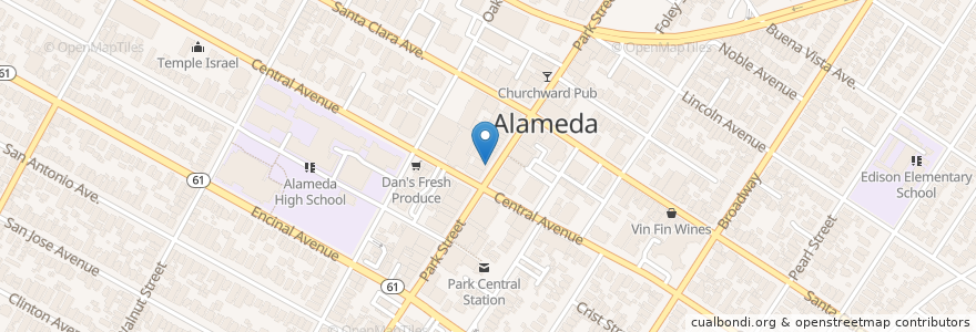 Mapa de ubicacion de Subway en Estados Unidos Da América, Califórnia, Condado De Alameda, Alameda.