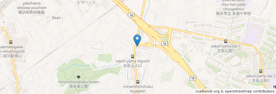 Mapa de ubicacion de ビッグボーイ 南本宿店 en 일본, 가나가와현, 요코하마시, 旭区.
