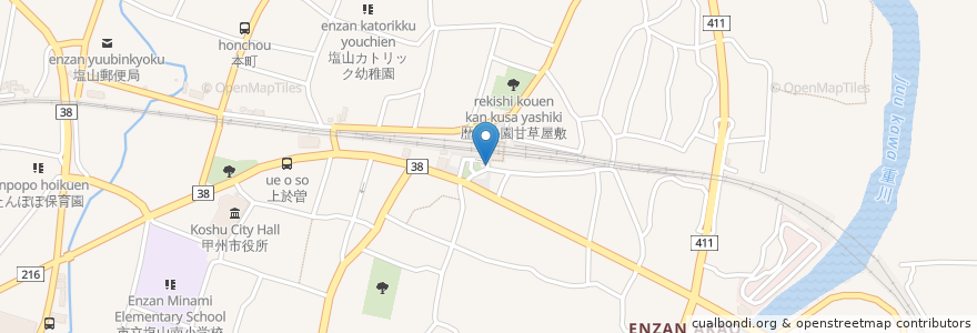 Mapa de ubicacion de 塩山駅南口 en 日本, 山梨県, 甲州市.