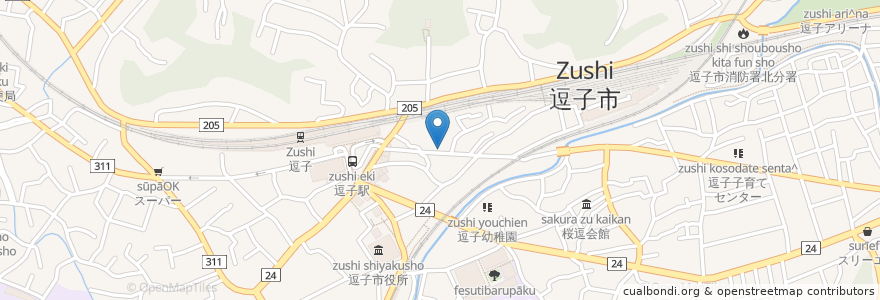 Mapa de ubicacion de 自販機 en Jepun, 神奈川県, 逗子市.