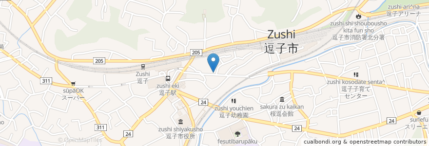 Mapa de ubicacion de 自販機 en Japan, Kanagawa Prefecture, Zushi.