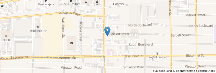 Mapa de ubicacion de Goode Company Barbeque en Vereinigte Staaten Von Amerika, Texas, Houston, Harris County.