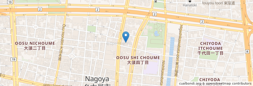 Mapa de ubicacion de 東泉寺 en 日本, 愛知県, 名古屋市, 中区.