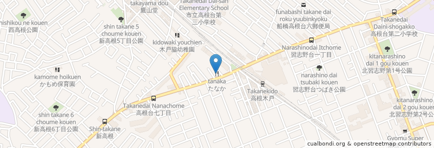 Mapa de ubicacion de たなか en Japão, 千葉県, 船橋市.