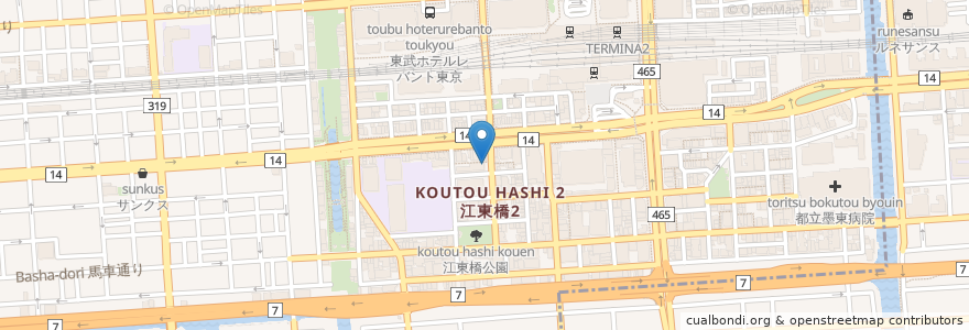 Mapa de ubicacion de だっこファミリーパティオ en Japonya, 東京都, 墨田区.