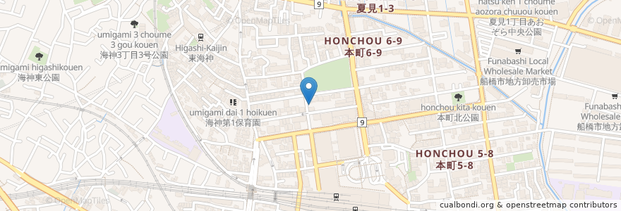 Mapa de ubicacion de ラ・ノッテ ビアンカ en 일본, 지바현, 船橋市.