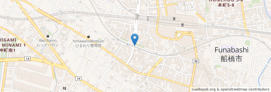 Mapa de ubicacion de くすりの福太郎 en Japan, 千葉県, 船橋市.