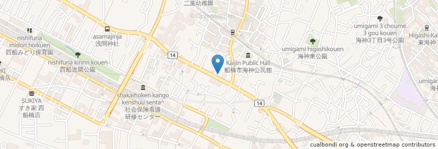 Mapa de ubicacion de カネマタ薬局 en Japón, Prefectura De Chiba, Funabashi.