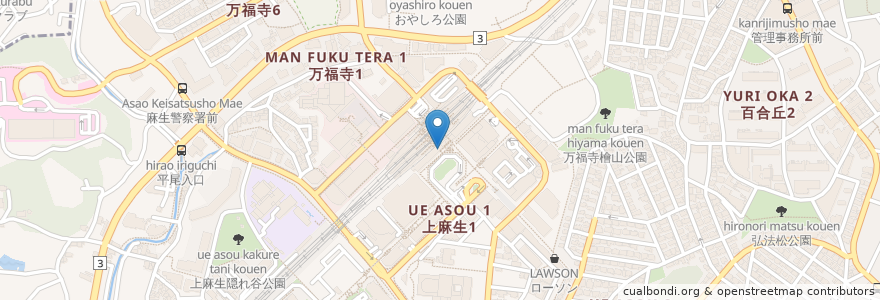 Mapa de ubicacion de やるき茶屋 en Japonya, 神奈川県, 川崎市, 麻生区.