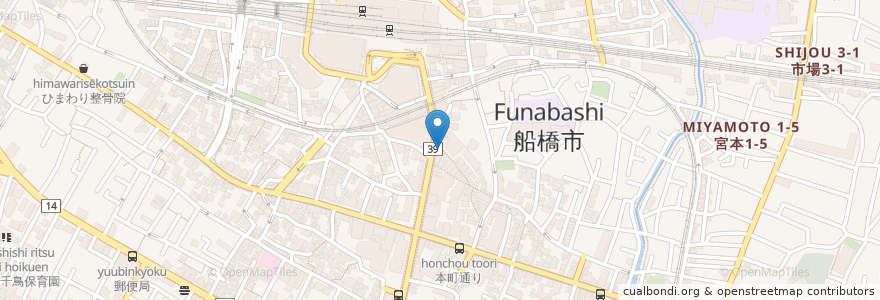 Mapa de ubicacion de Matsumoto kiyoshi en Japan, 千葉県, 船橋市.