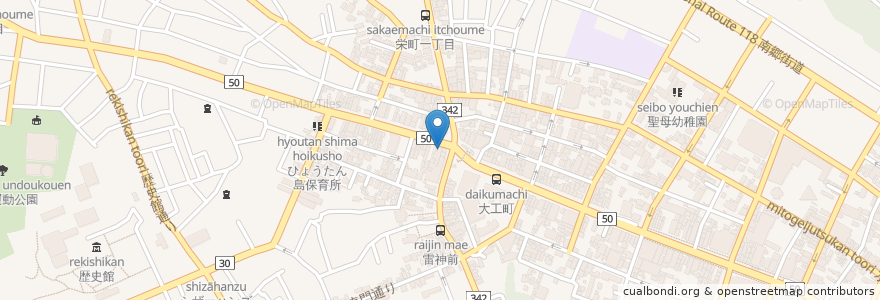 Mapa de ubicacion de 割烹魚政 en اليابان, إيباراكي, 水戸市.