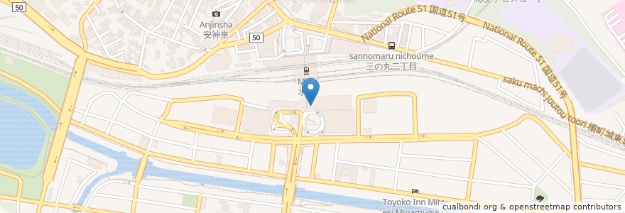 Mapa de ubicacion de サザコーヒー en 日本, 茨城県, 水戸市.