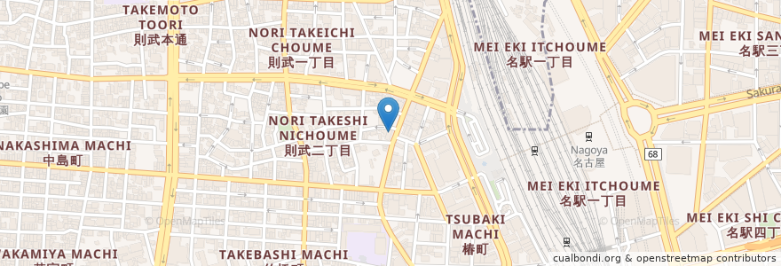 Mapa de ubicacion de 金の蔵 en Japan, Präfektur Aichi, 名古屋市, 中村区.