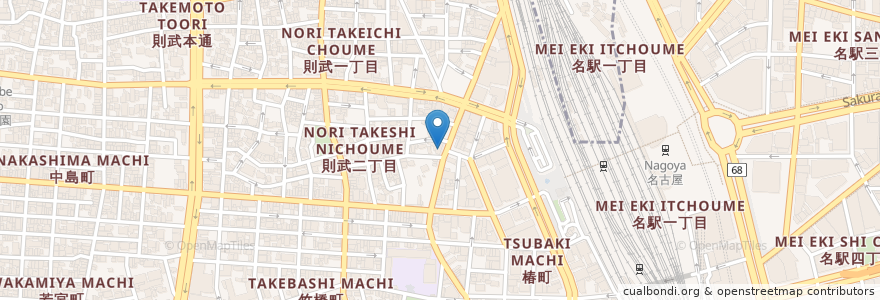 Mapa de ubicacion de どて家 en Japão, 愛知県, Nagoia, 中村区.