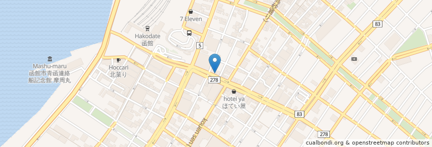 Mapa de ubicacion de 魚さんこ en اليابان, محافظة هوكايدو, 渡島総合振興局, 函館市.