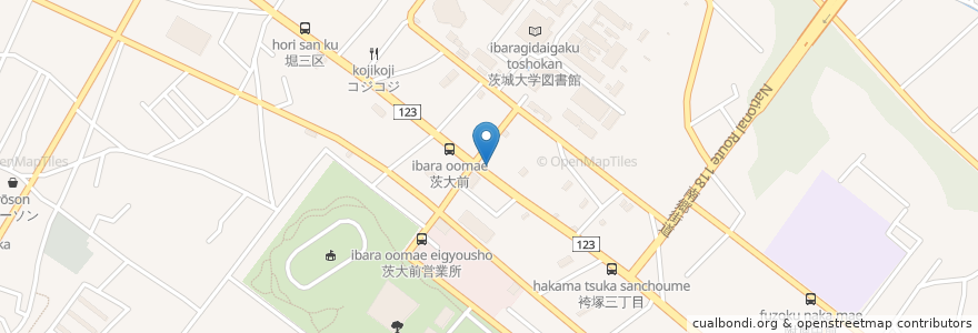 Mapa de ubicacion de 茨城大学前郵便局 en ژاپن, 茨城県, 水戸市.