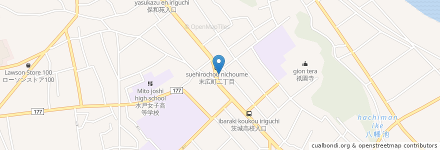 Mapa de ubicacion de 常陽銀行 en Giappone, Prefettura Di Ibaraki, 水戸市.