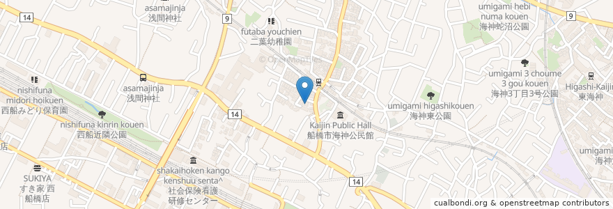 Mapa de ubicacion de まつもと内科 en 日本, 千葉県, 船橋市.