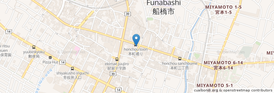 Mapa de ubicacion de 三菱東京UFJ銀行 en اليابان, 千葉県, 船橋市.