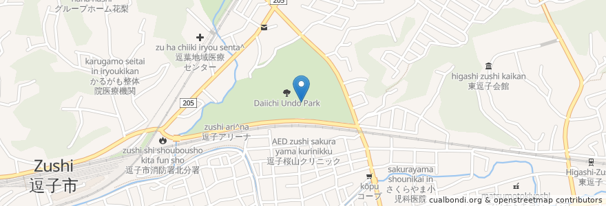 Mapa de ubicacion de 逗子池子プール en Japon, Préfecture De Kanagawa, 逗子市.