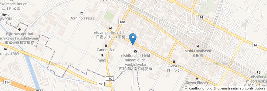 Mapa de ubicacion de ほっともっと en 일본, 지바현, 船橋市.