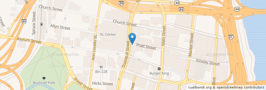 Mapa de ubicacion de The Russell Restaurant en Amerika Syarikat, Connecticut, Hartford County, Hartford.
