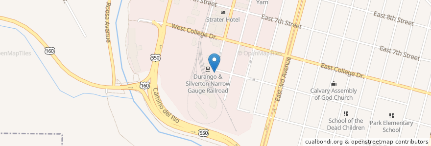 Mapa de ubicacion de The Gaslight Theater en United States, Colorado, La Plata County, Durango.