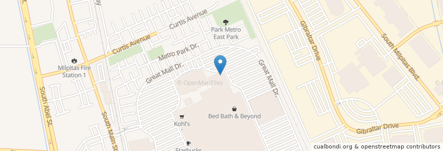 Mapa de ubicacion de Dave & Buster's en United States, California, Santa Clara County, Milpitas.