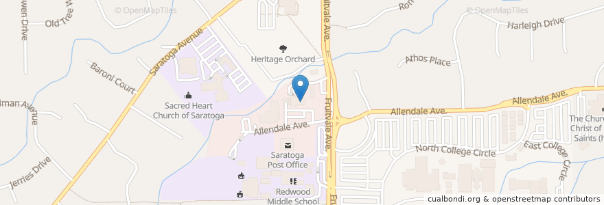 Mapa de ubicacion de Saratoga Civic Theater en Estados Unidos Da América, Califórnia, Santa Clara County, Saratoga.