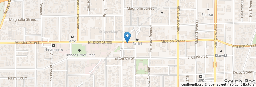 Mapa de ubicacion de Griffin's of Kinsale en アメリカ合衆国, カリフォルニア州, Los Angeles County, South Pasadena.