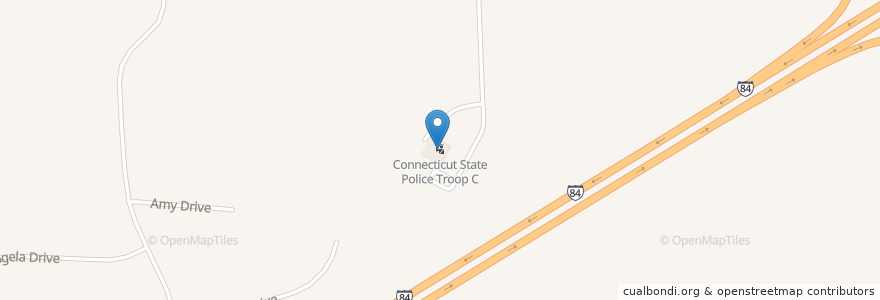 Mapa de ubicacion de Connecticut State Police Troop C en 미국, 코네티컷, Tolland County, Tolland.